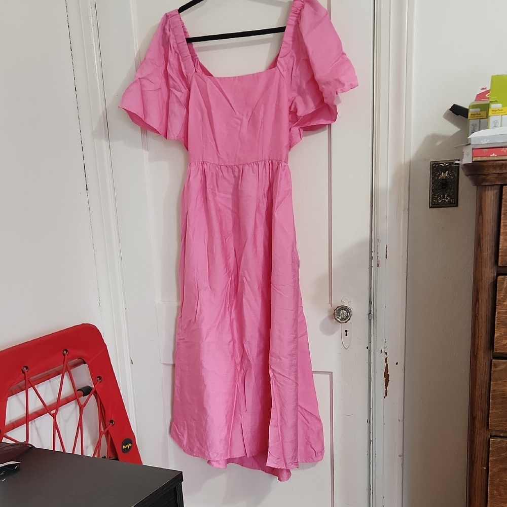 a new day Bright Pink Midi Dress